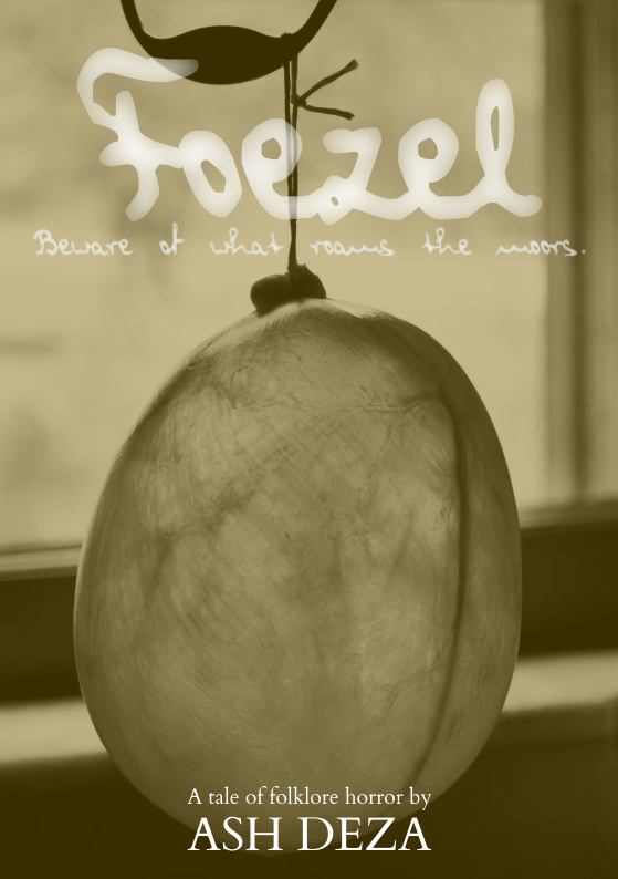 A fake book cover named 'Foezel', showing a hanging pig's bladder