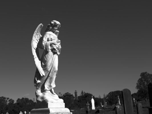 A grave monument of an angel
